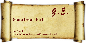 Gemeiner Emil névjegykártya